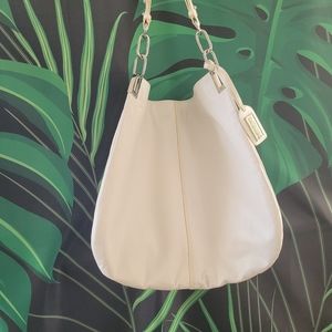 White leather hobo purse shoulder bag large
